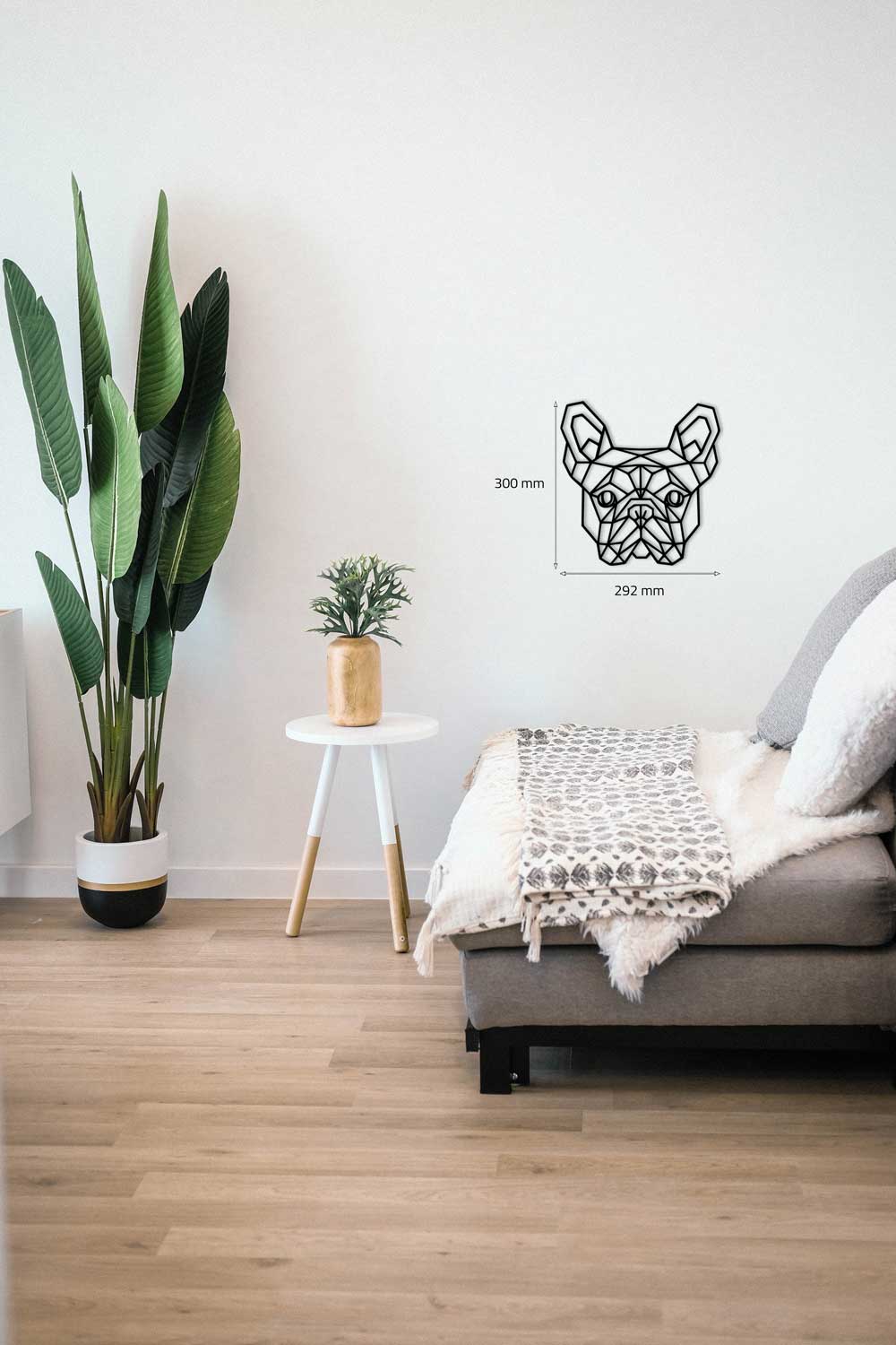 Tête de Bulldog Français - Art Mural Géométrique Canin