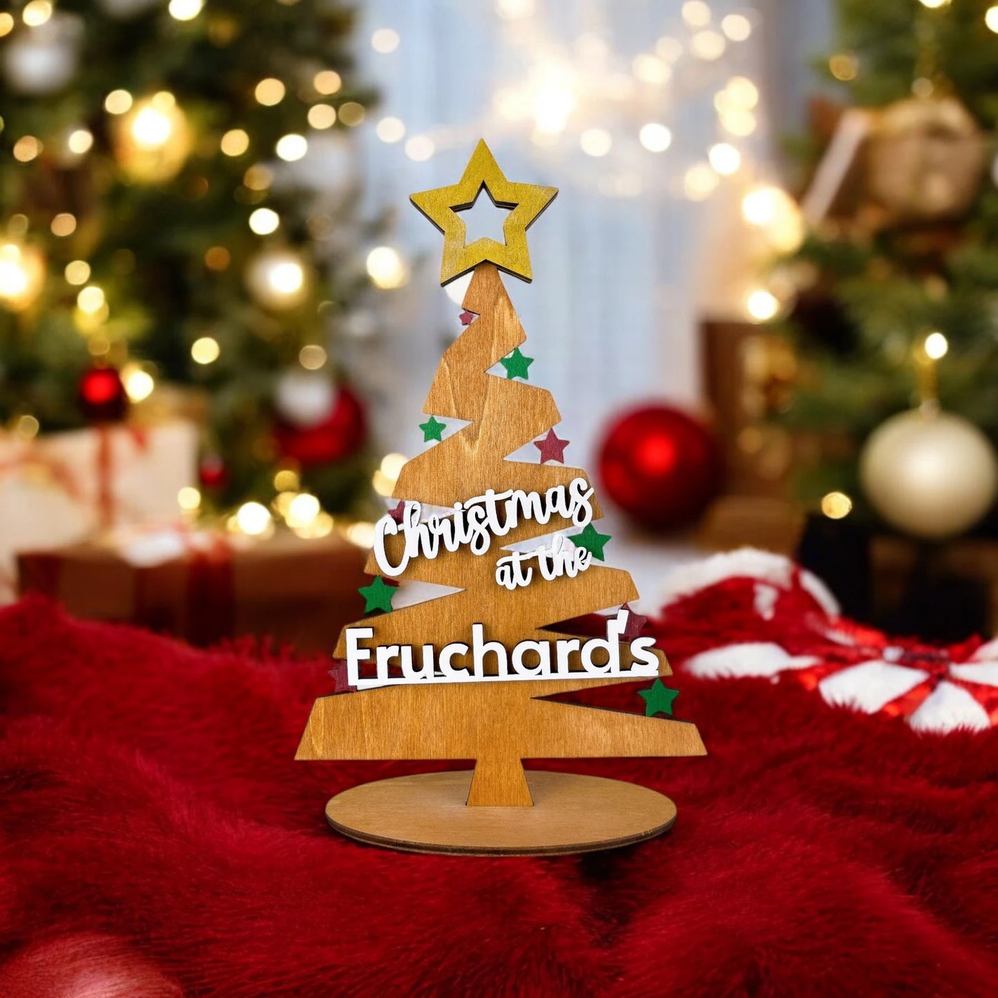 apin de Noël en bois décoratif avec une étoile au sommet, personnalisé - Decoratieve houten kerstboom met een ster aan de top, gepersonaliseerd