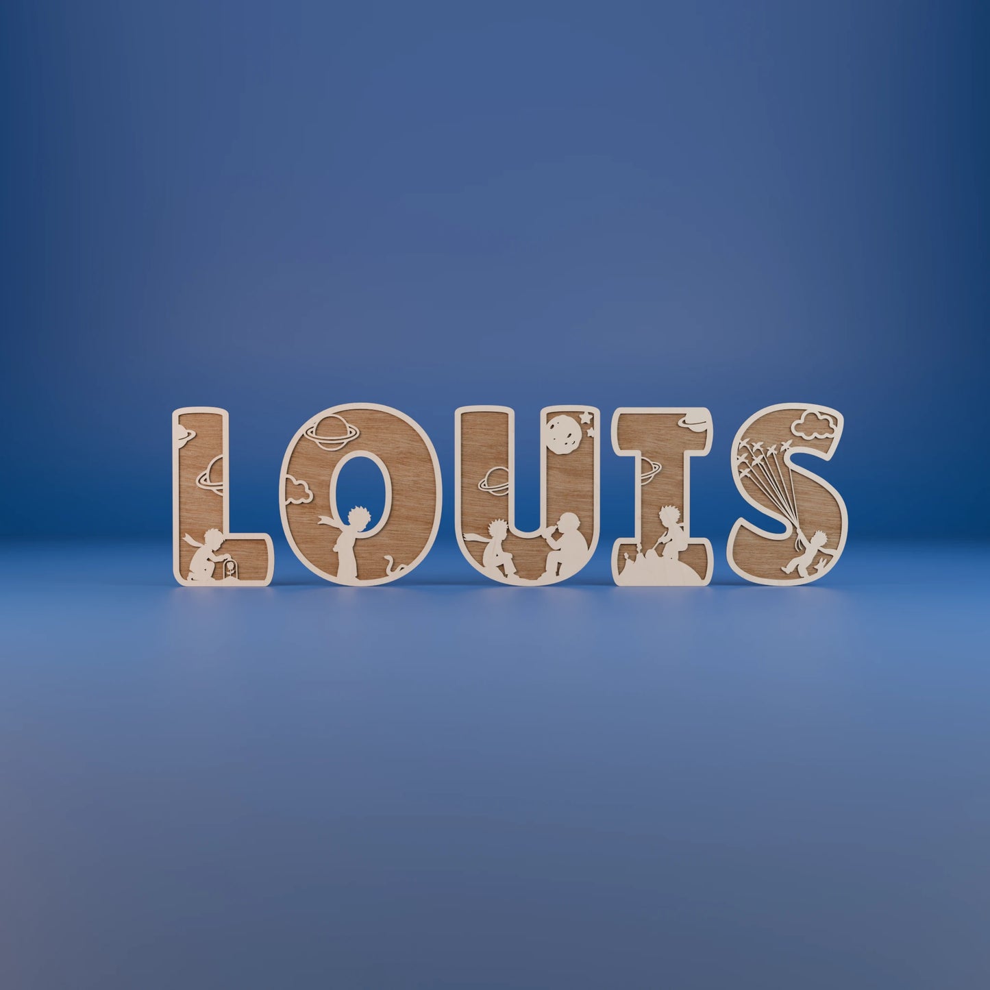 Prénom en bois personnalisé Louis thème Petit Prince – Houten naam Louis Kleine Prins – Cadeau naissance, baptême / Geboortecadeau, doopcadeau