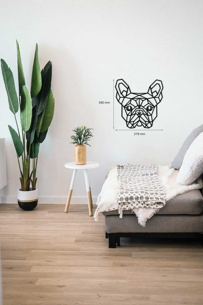 Franse Bulldog Hoofd - Geometrische Hondenmuurkunst