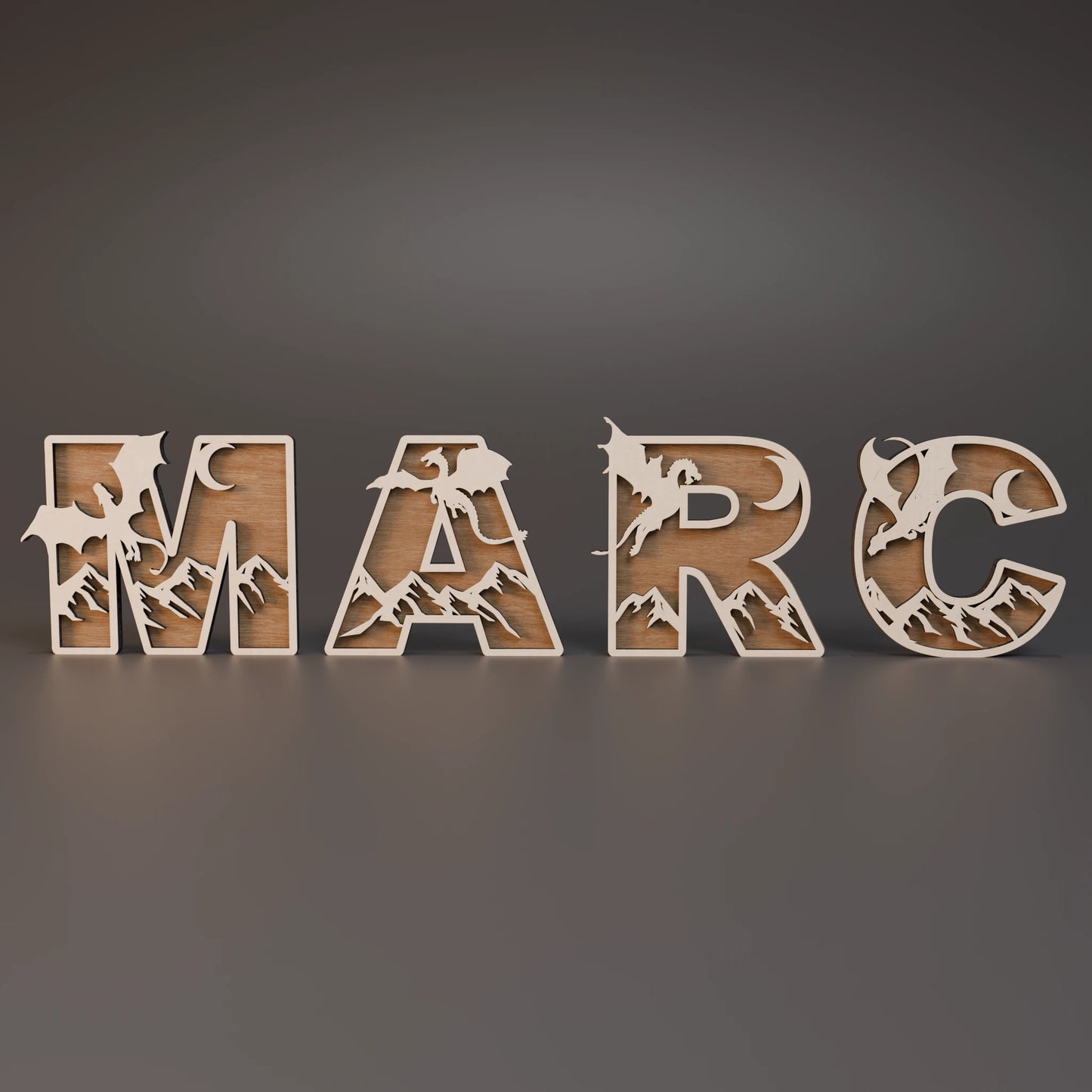 Lettres en Bois Personnalisées - Thème Dragon - Décoration Chambre d'Enfant