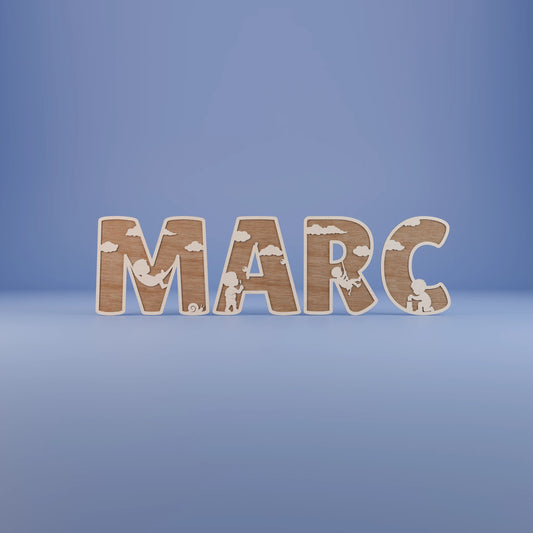 Prénom en bois personnalisé Marc pour chambre garçon, cadeau naissance ou baptême. | Houten naam Marc voor jongenskamer, ideaal geboortegeschenk of doopcadeau