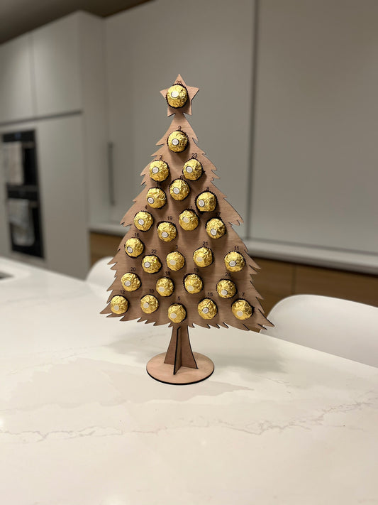 Calendrier de l'Avent en Bois avec Emplacements pour Chocolats Ferrero Rocher