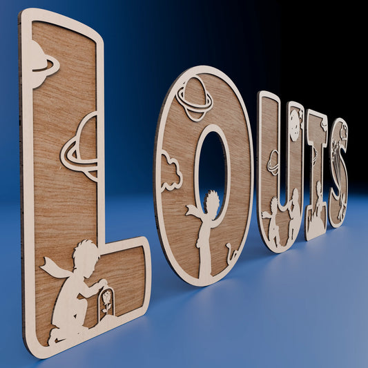 Prénom en bois personnalisé Petit Prince – Houten naam Kleine Prins – Décoration chambre enfant / Kinderkamer decoratie